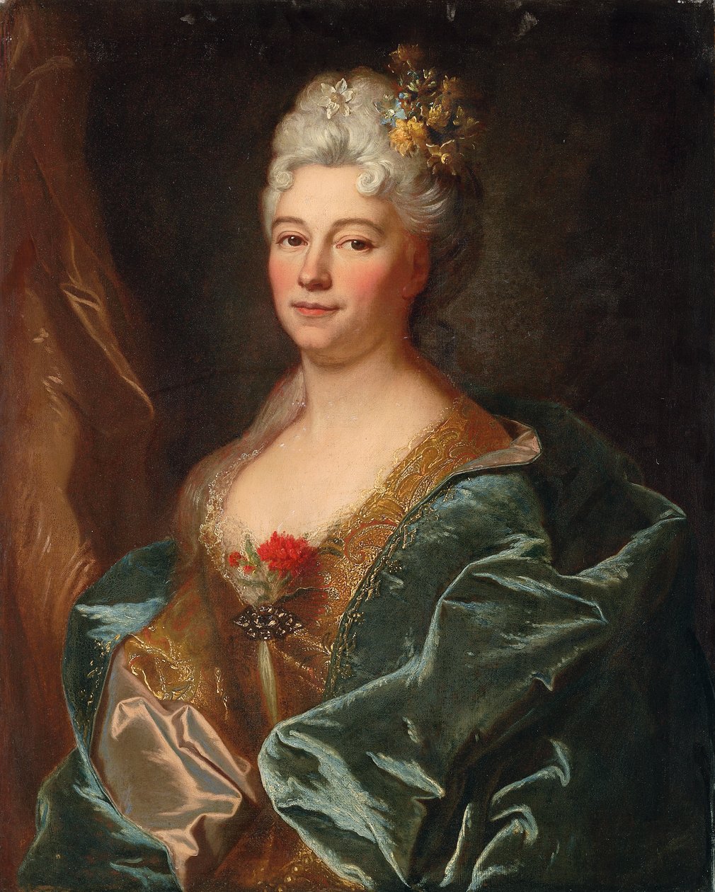 Portrett av Marquise de la Mesangere, født Marguerite de Rambouillet av Hyacinthe Francois Rigaud