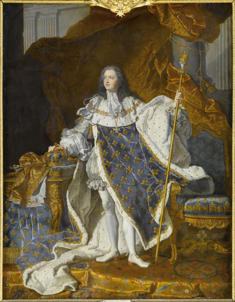 Portrett av Ludvig XV i hans kongelige drakt av Hyacinthe François Honoré Rigaud