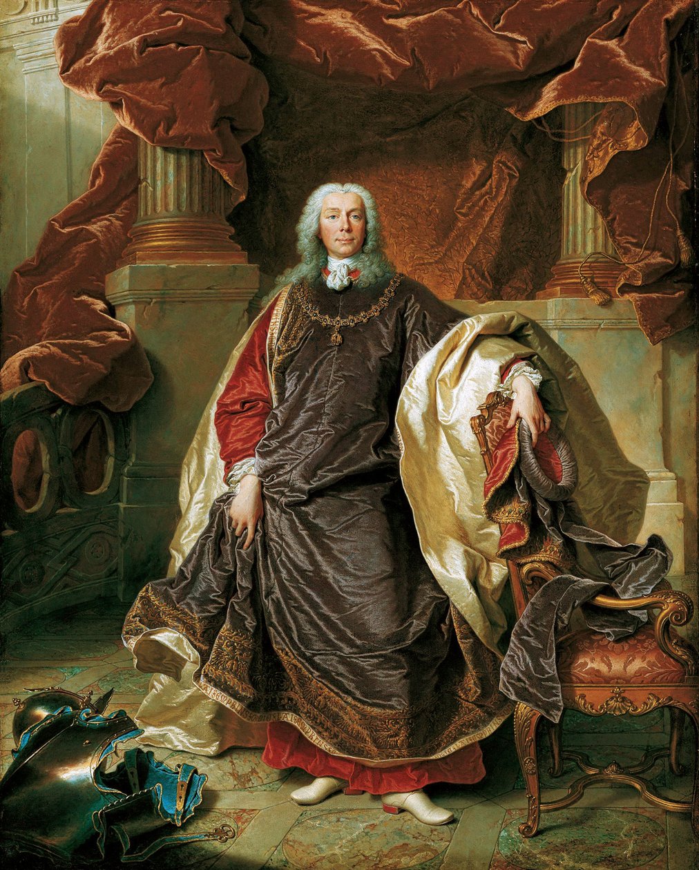 Portrett av prins Joseph Wenzel I av Liechtenstein 1696-1772, 1740. av Hyacinthe François Honoré Rigaud