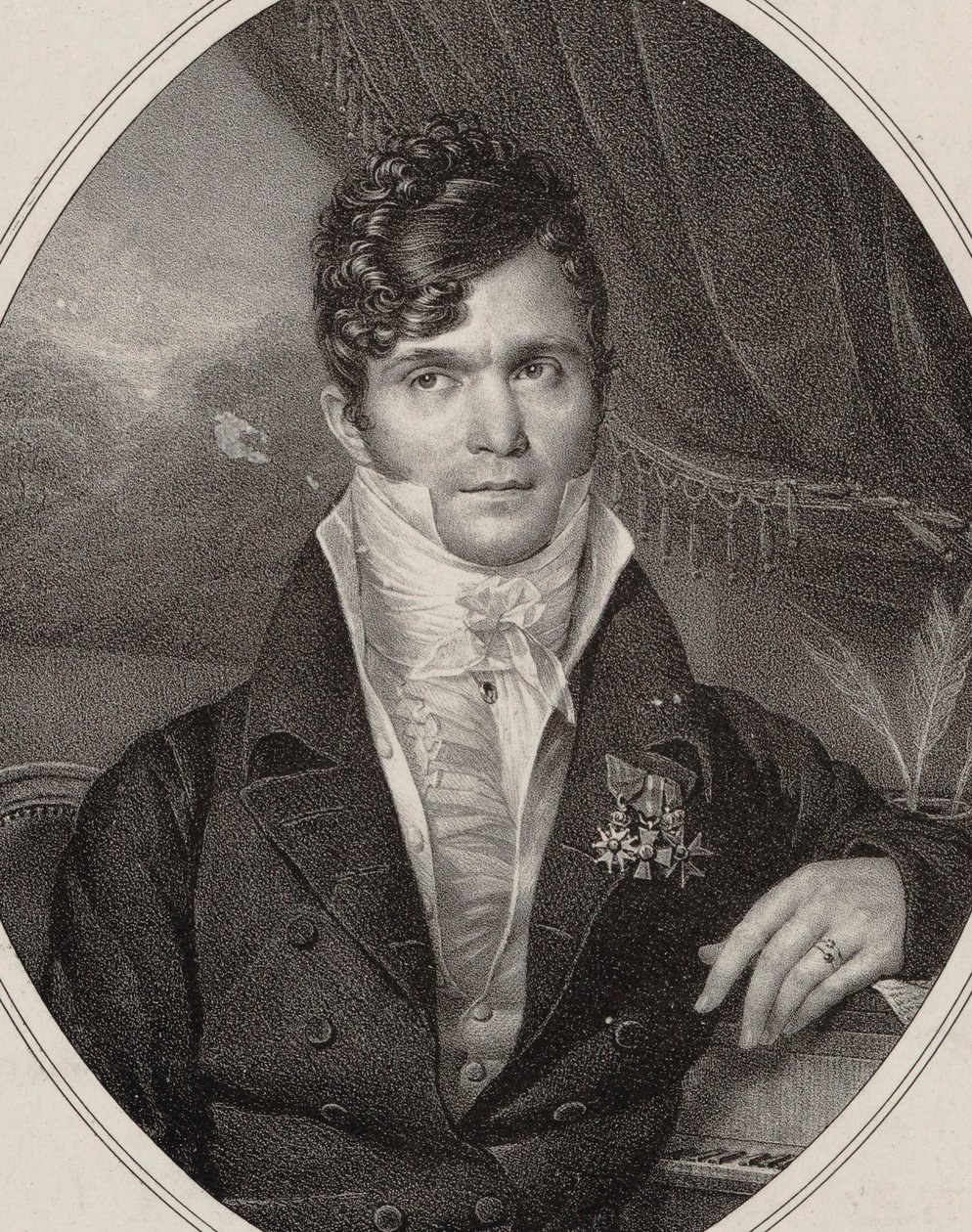 Portrett av dirigenten og komponisten Gaspare Spontini 1774-1851, 1824. av Hyacinthe Louis Victor Jean Baptiste Aubry