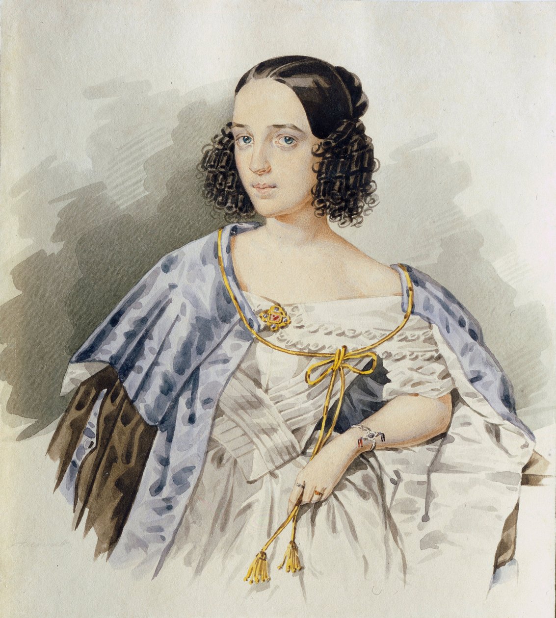 Portrett av den russiske skuespillerinnen Varvara Asenkova (1817-1841) - Akvarell på papp av I Alexeyev (aktiv 1800-1850) av I. Alexeyev