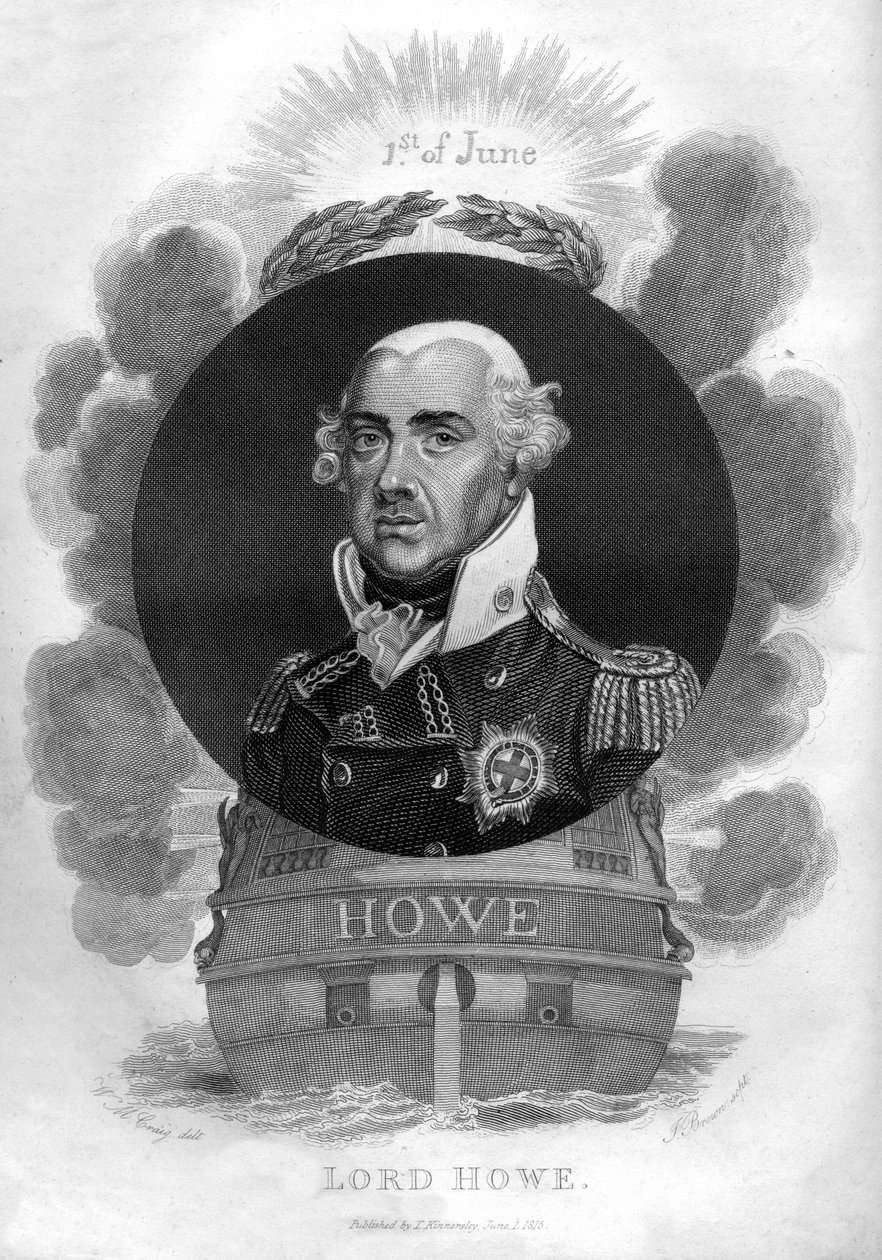 Admiral Richard Howe, 1st Earl Howe, 1726-1799, engelsk admiral, 1816. av I. Brown