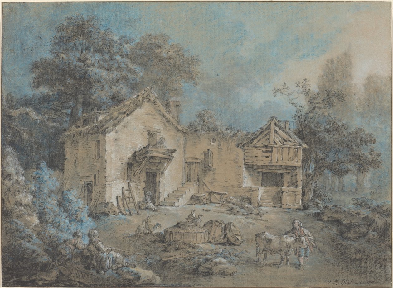 Gårdsscene av I Jean Baptiste Hüet