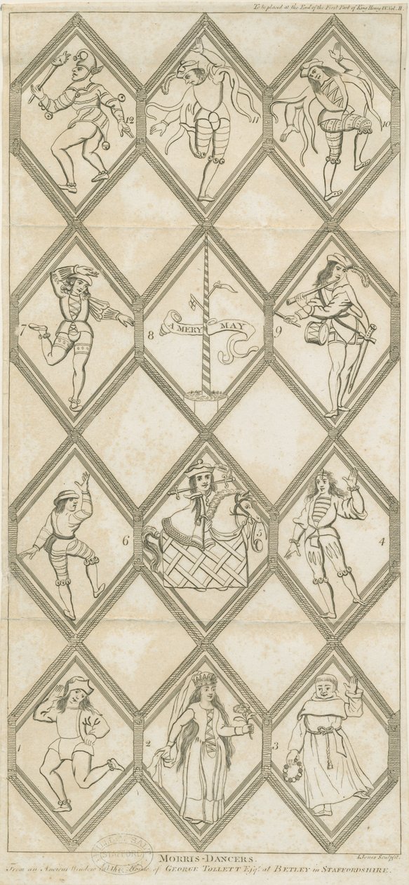 Betley Glass Window - Morris Dancers: gravering, nd [?18th cent] av I Jones