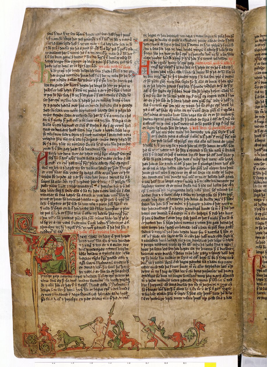 Dåp av kong Olaf Tryggvason, fra Flateyjarbok (The Book of Flatey) sent på 1300-tallet av Icelandic School