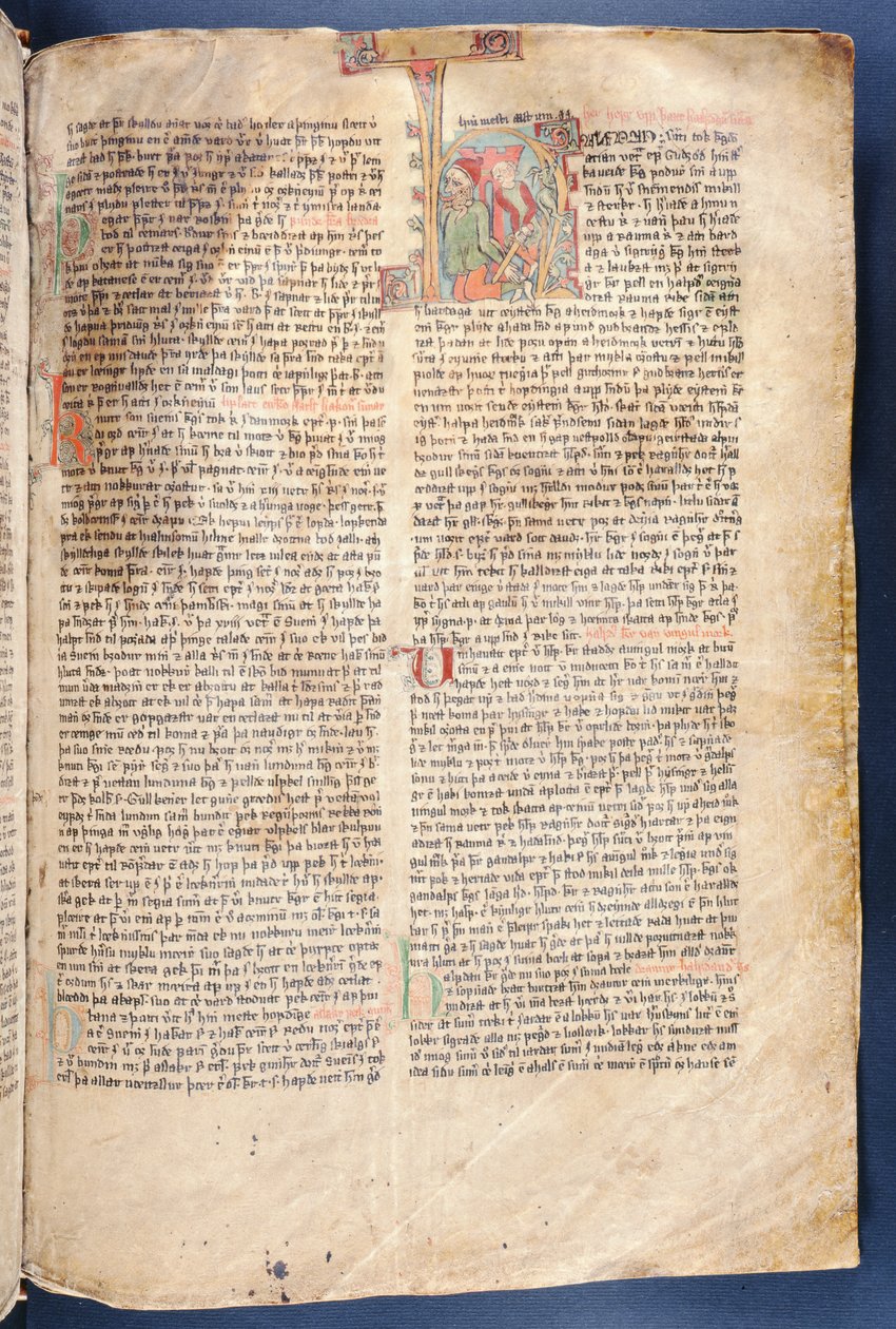 Begynnelsen på The Tale of Halfdan the Black, fra Flateyjarbok (The Book of Flatey) sent på 1300-tallet av Icelandic School