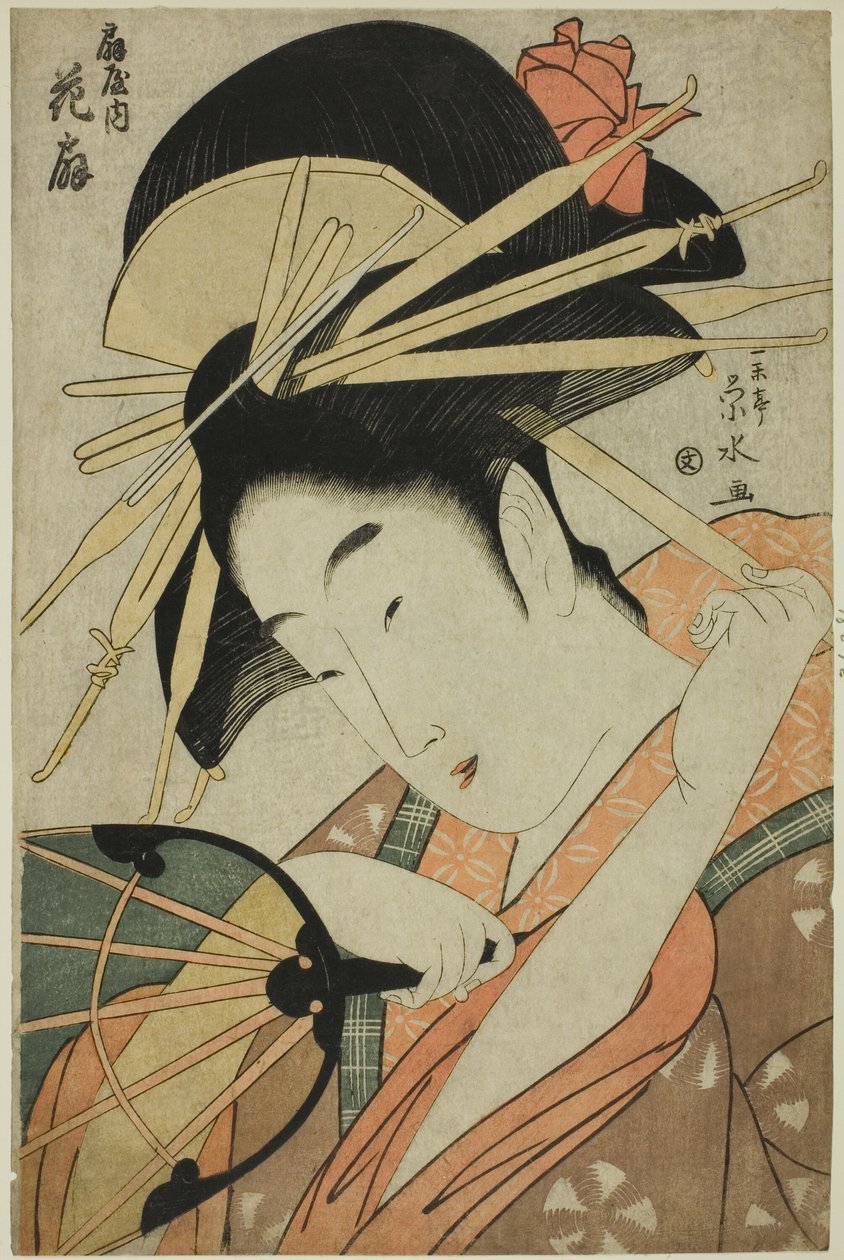 Kurtisanen Hanaogi fra Ogiya av Ichirakutei Eisui