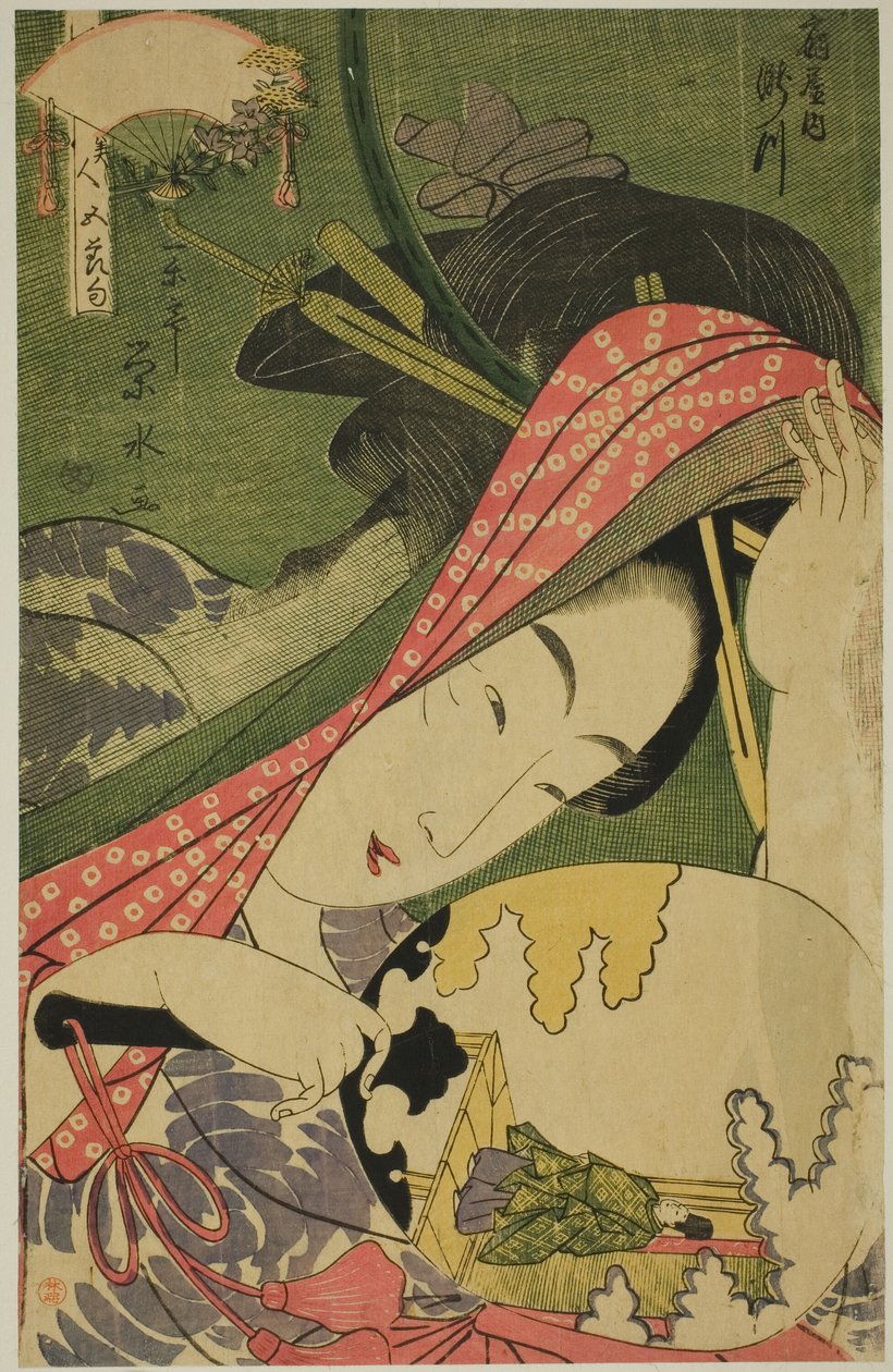 Courtesan Takigawa fra Ogiya, fra serien "Beauties of the Five Festivals (Bijin gosekku)" av Ichirakutei Eisui