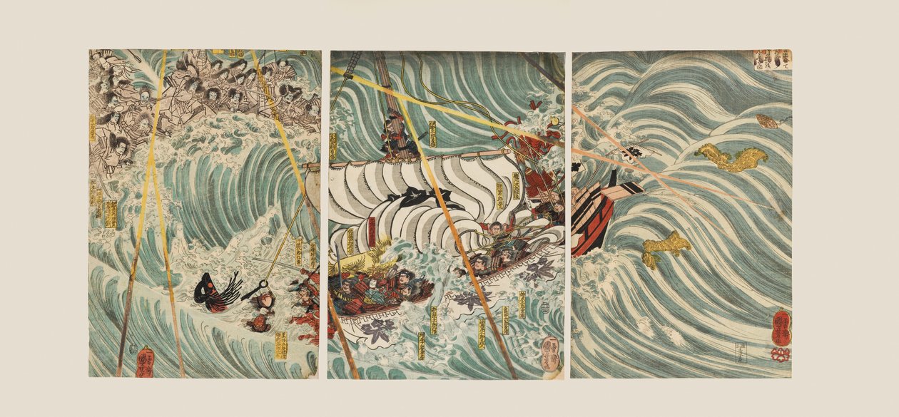 Taira-spøkelsene angriper Yoshitsunes skip av Ichiyusai Kuniyoshi