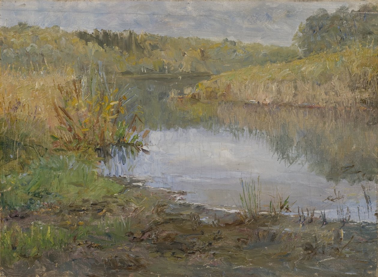 En elv i Frankrike (olje på lerret montert på papp) av Ida von Schulzenheim