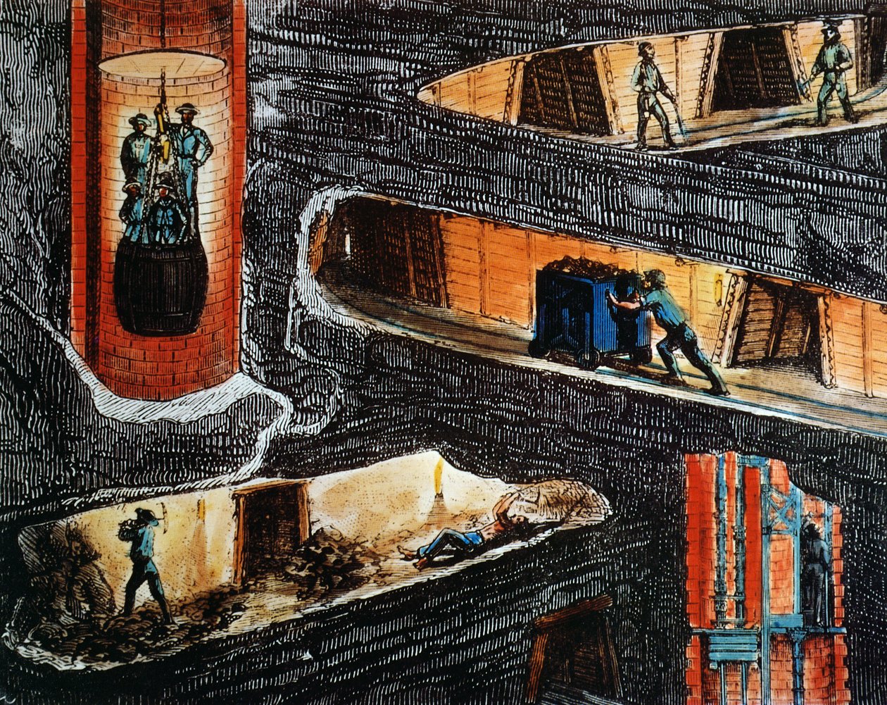 Tverrsnitt av en kullgruve av Ignace Francois Bonhomme