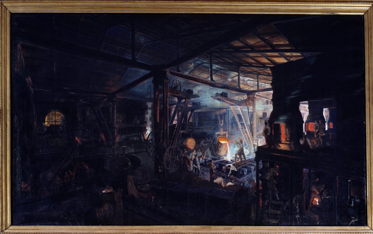 Støpejern med smeltedigel. Maleri av Francois Bonhomme (1809 - 1881) av Ignace Francois Bonhomme
