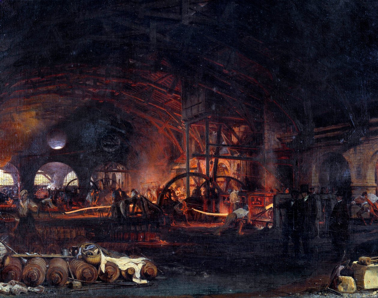 Industriell revolusjon: "" Den store smia i Fourchambault"" Detalj av maleri av Francois Bonhomme (1809-1881) 1839. Fourchambault av Ignace Francois Bonhomme