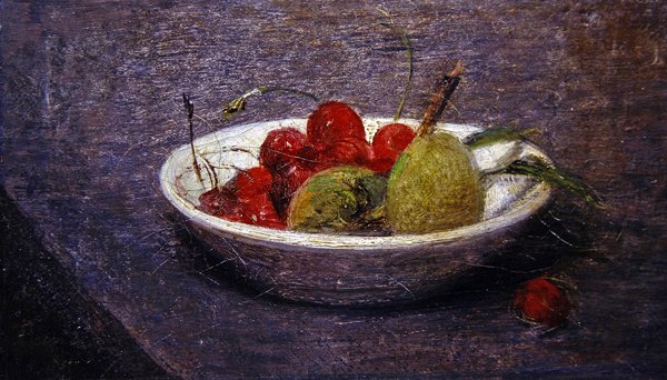 Kirsebær og mandler (olje på lerret) av Ignace Henri Jean Fantin Latour