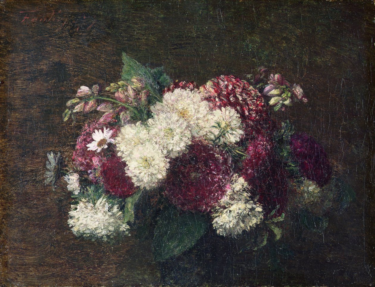 Rund bukett av Ignace Henri Jean Fantin Latour