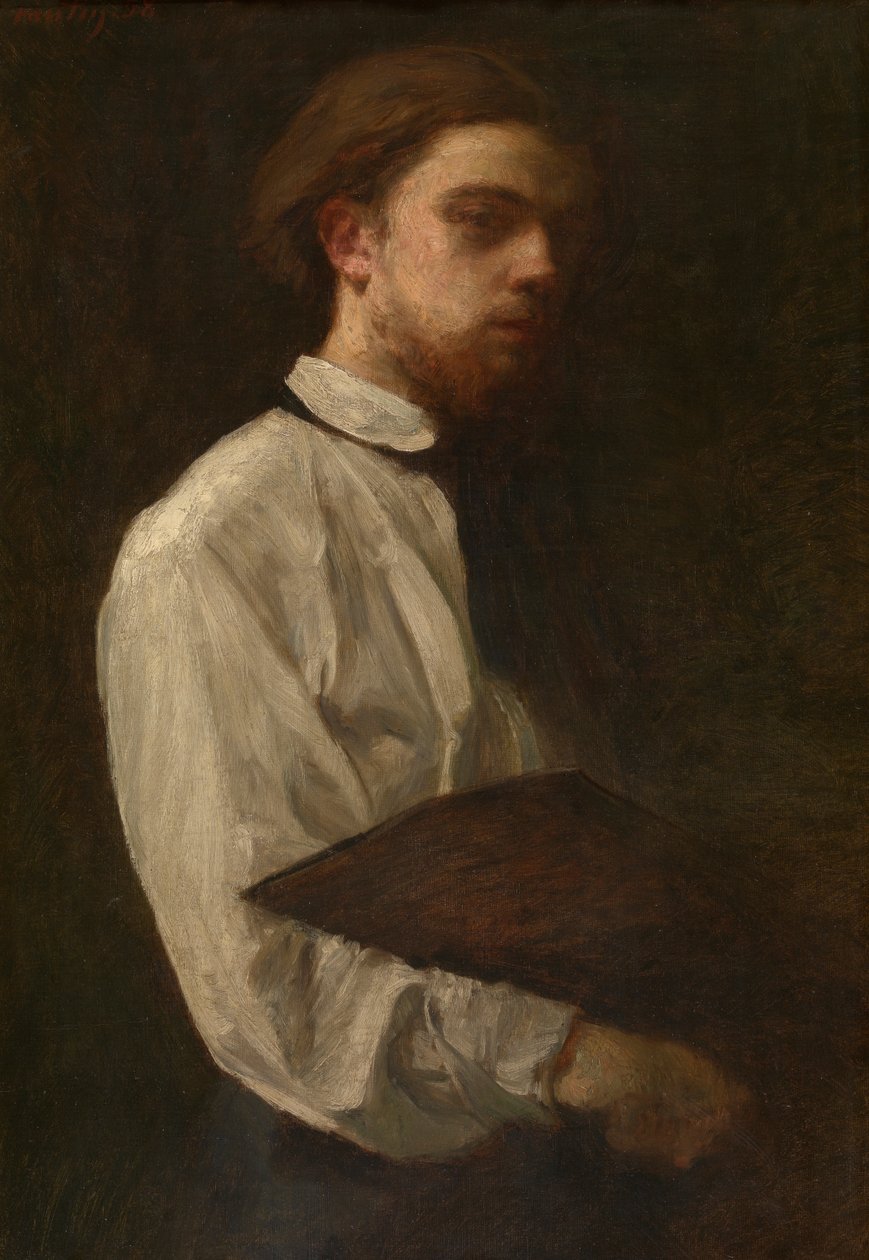 Selvportrett (olje på lerret) av Ignace Henri Jean Fantin Latour