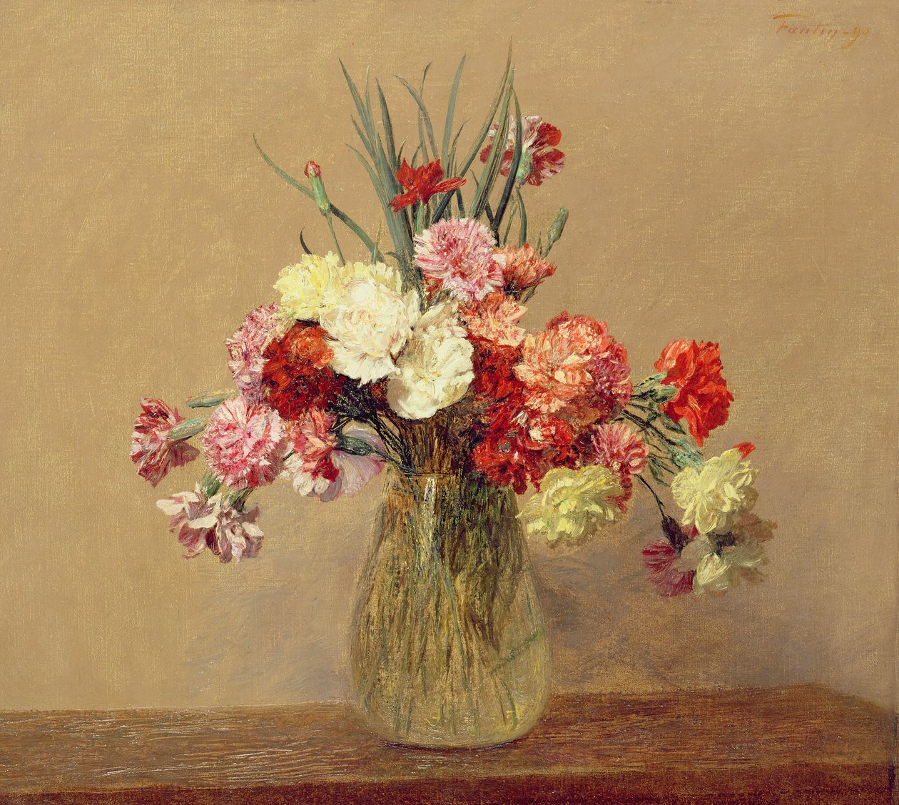 En bukett med nelliker, 1890 av Ignace Henri Jean Fantin Latour