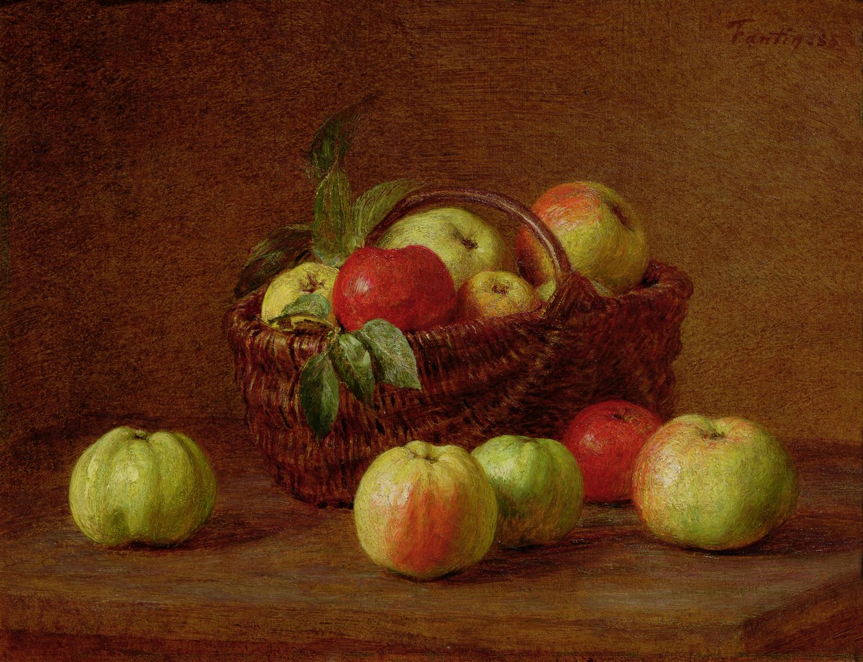 Epler i en kurv og på et bord, 1888 av Ignace Henri Jean Fantin Latour