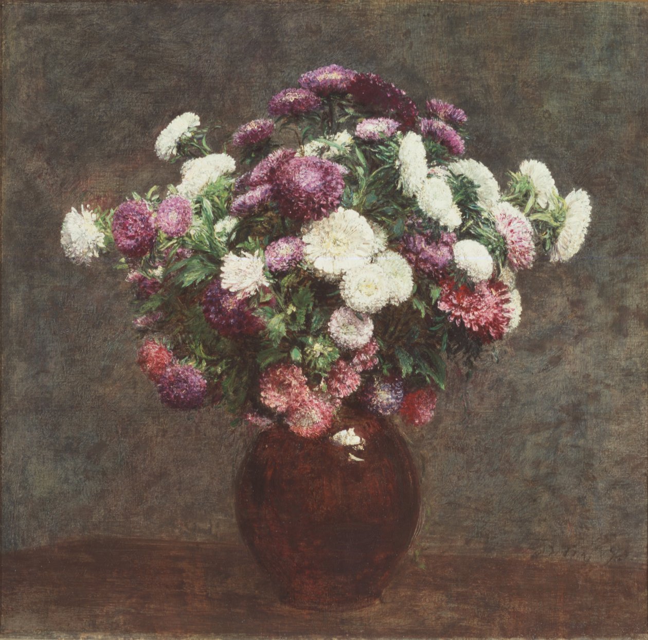 Asters i en vase av Ignace Henri Jean Fantin-Latour