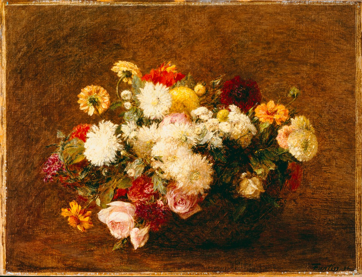 Bukett med blomster, 1894 av Ignace Henri Jean Fantin Latour