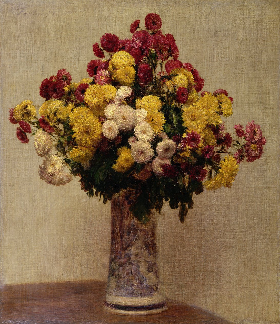 Krysantemum i en vase, 1873 av Ignace Henri Jean Fantin Latour