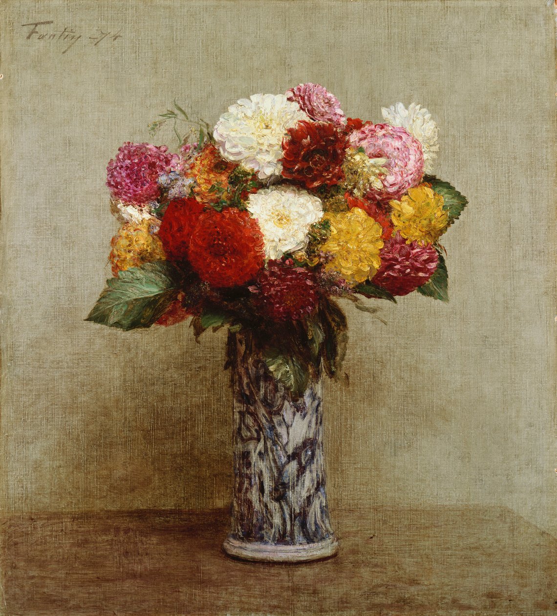 Dahliaer i en kinesisk vase, 1874 av Ignace Henri Jean Fantin Latour