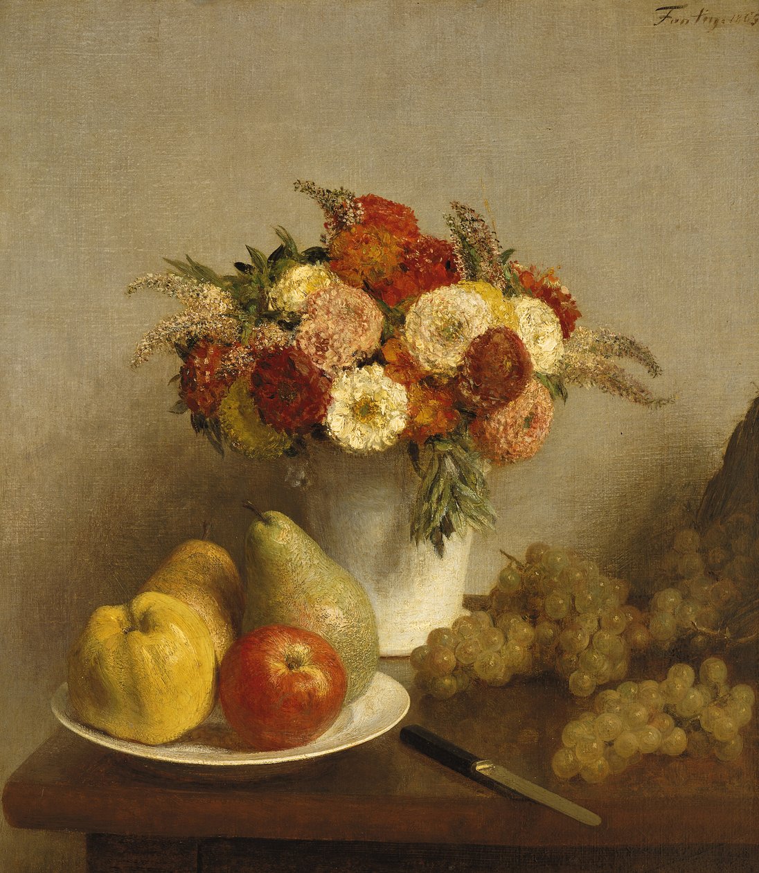 Blomster og frukt, 1865 av Ignace Henri Jean Fantin Latour