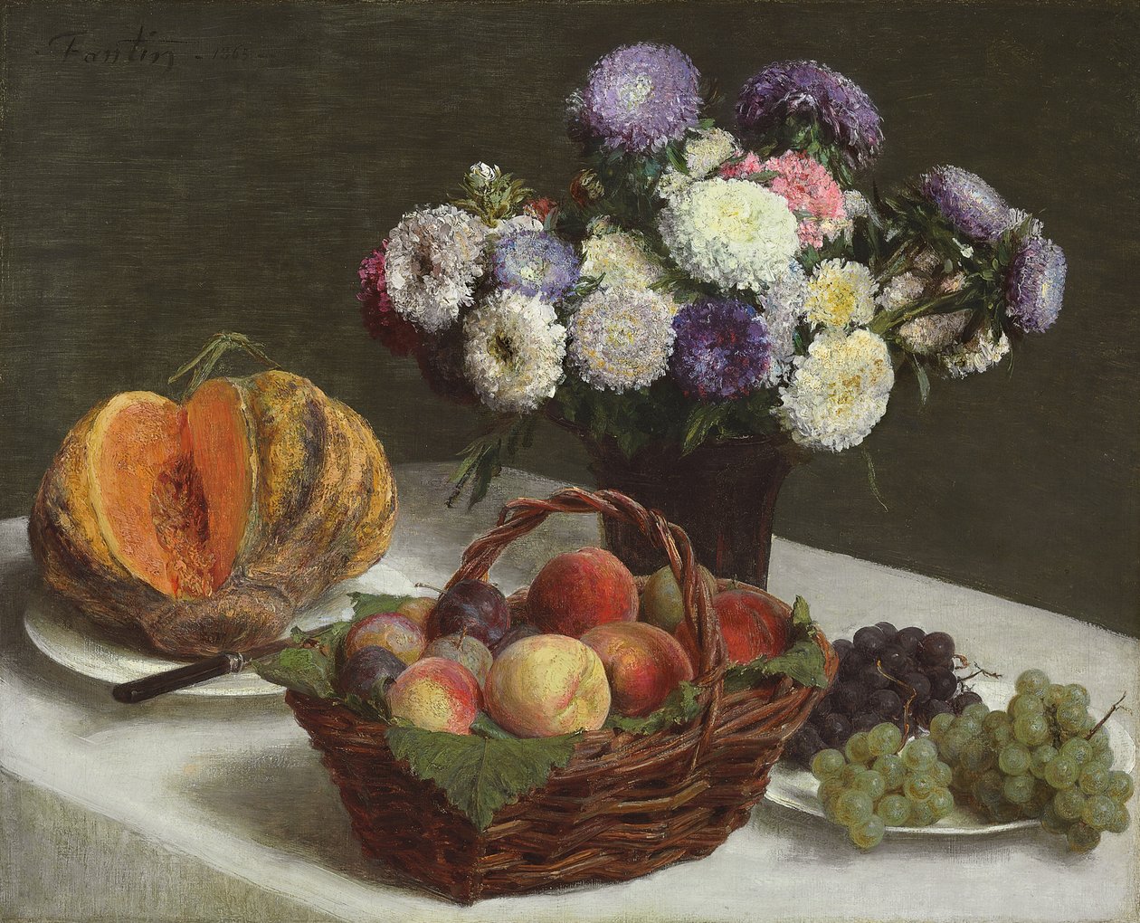 Blomster og frukter, 1865 av Ignace Henri Jean Fantin Latour