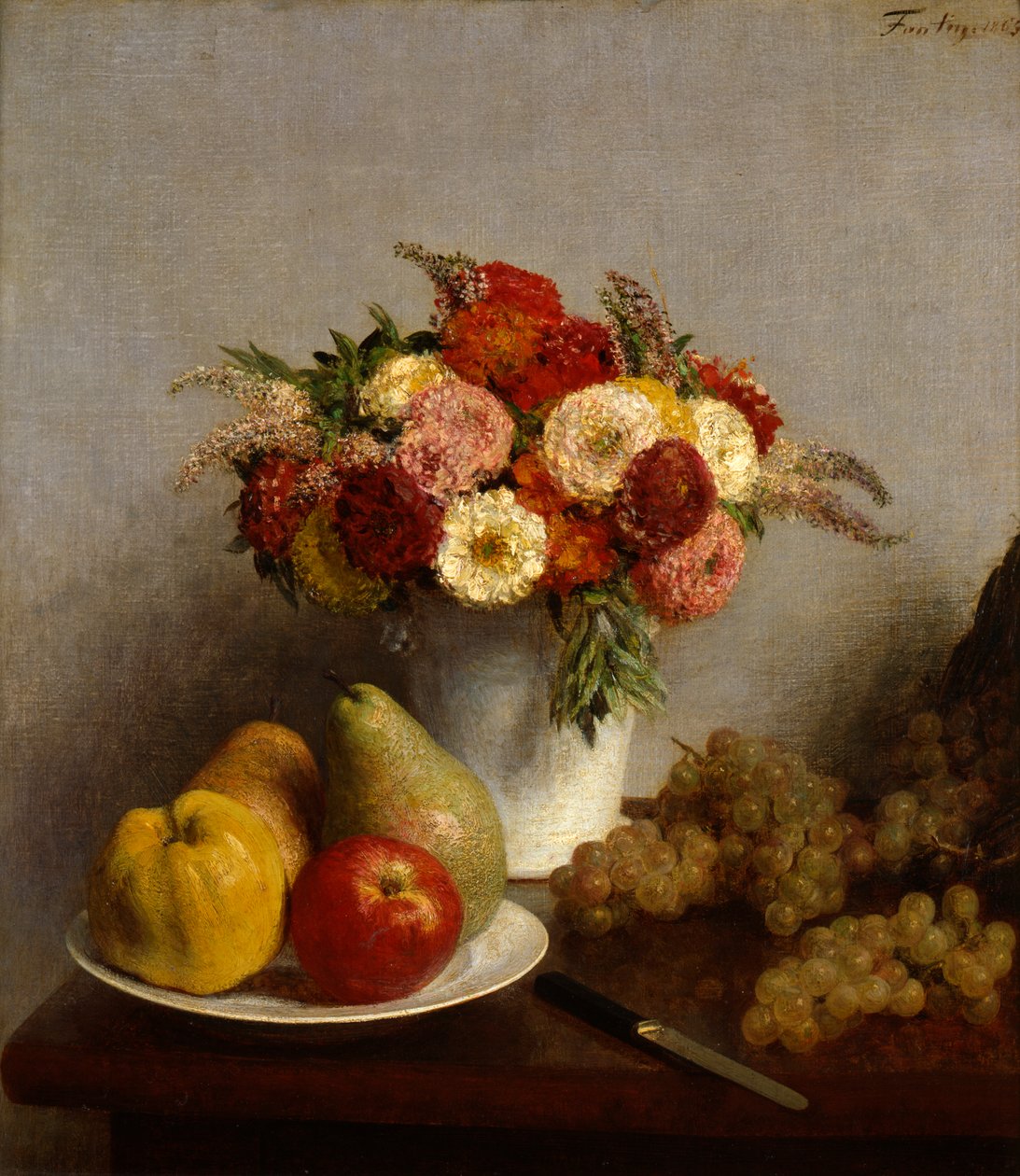 Frukt og blomster, 1865. av Ignace Henri Jean Fantin Latour