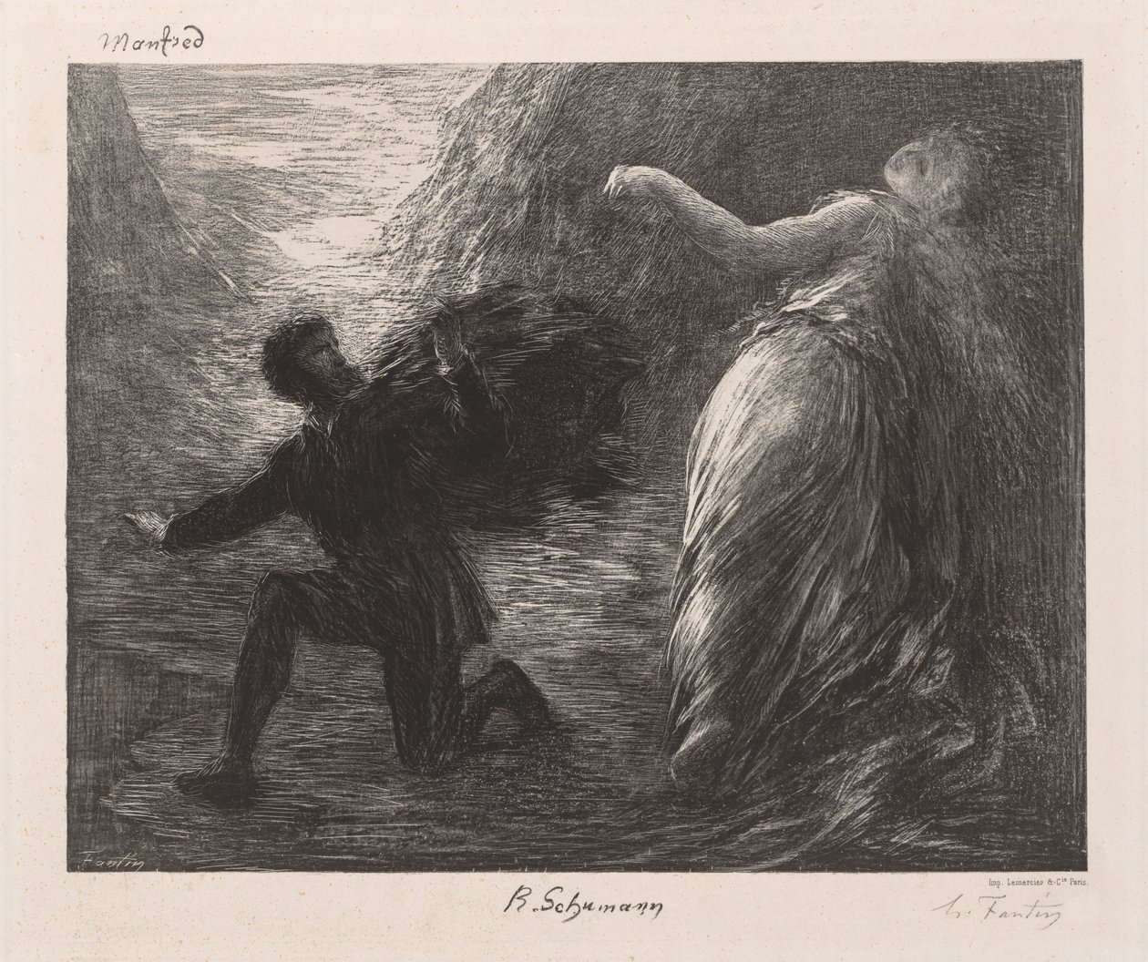 Manfred og Astarté, 1879. av Ignace Henri Jean Fantin-Latour