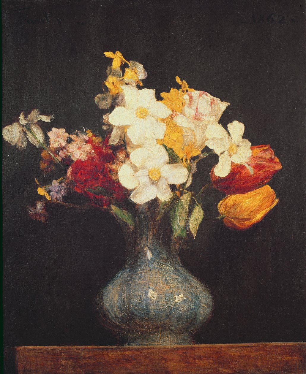 Narcissi og tulipaner, 1862 av Ignace Henri Jean Fantin Latour