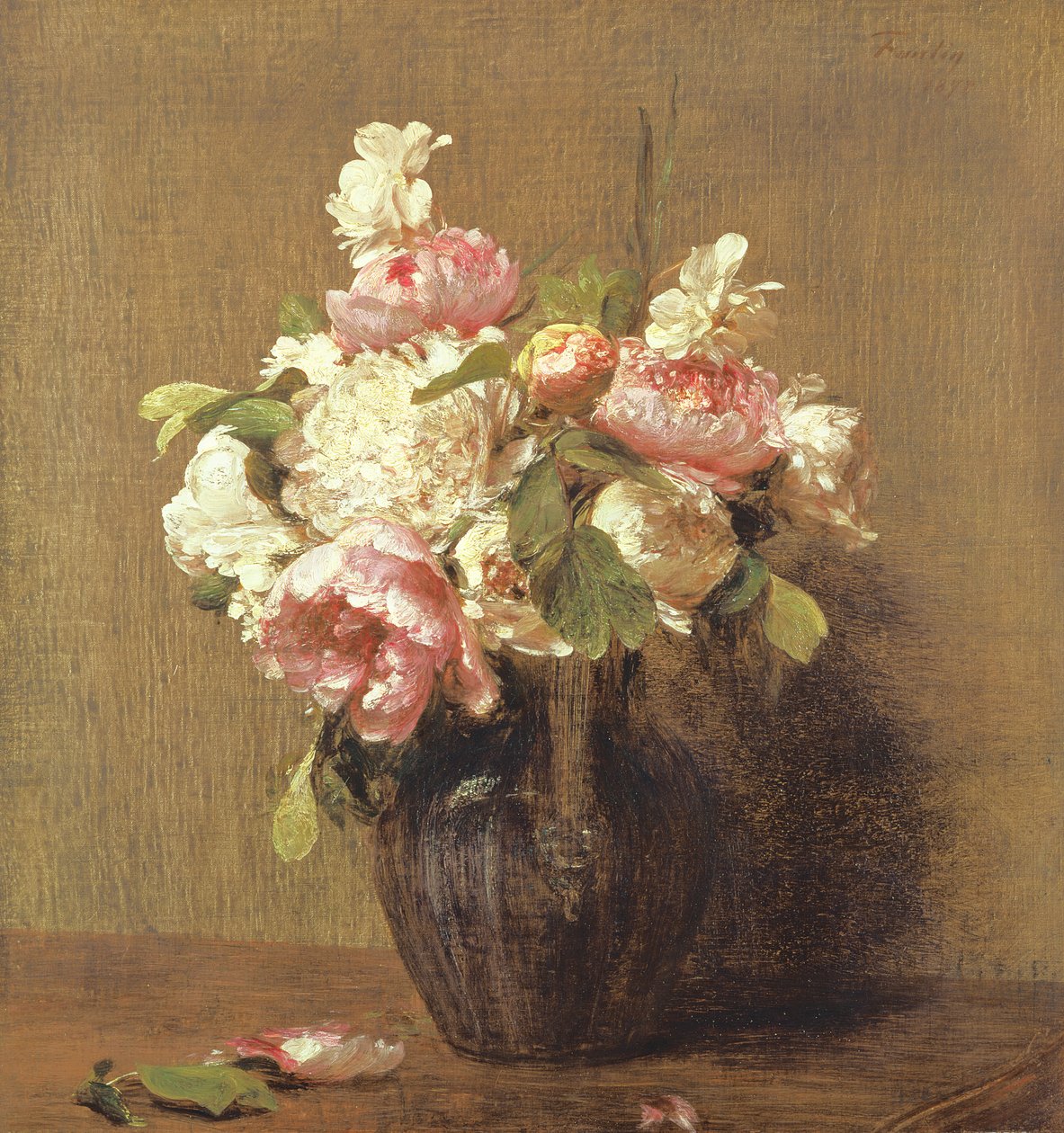 Hvite og rosa peoner, Narcissus av Ignace Henri Jean Fantin Latour