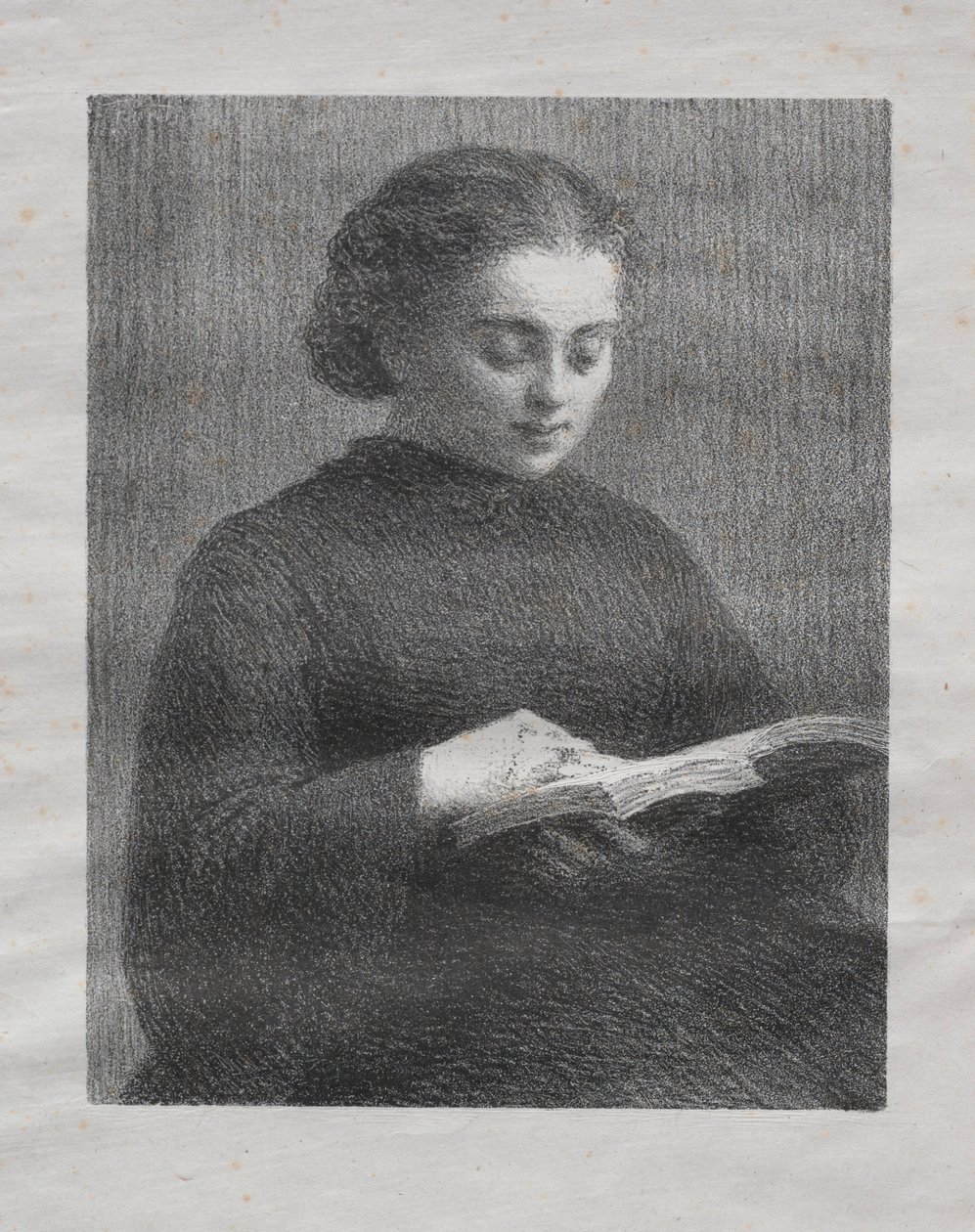 Lesing: Portrett av kunstnerens søster, 1897. av Ignace Henri Jean Fantin Latour
