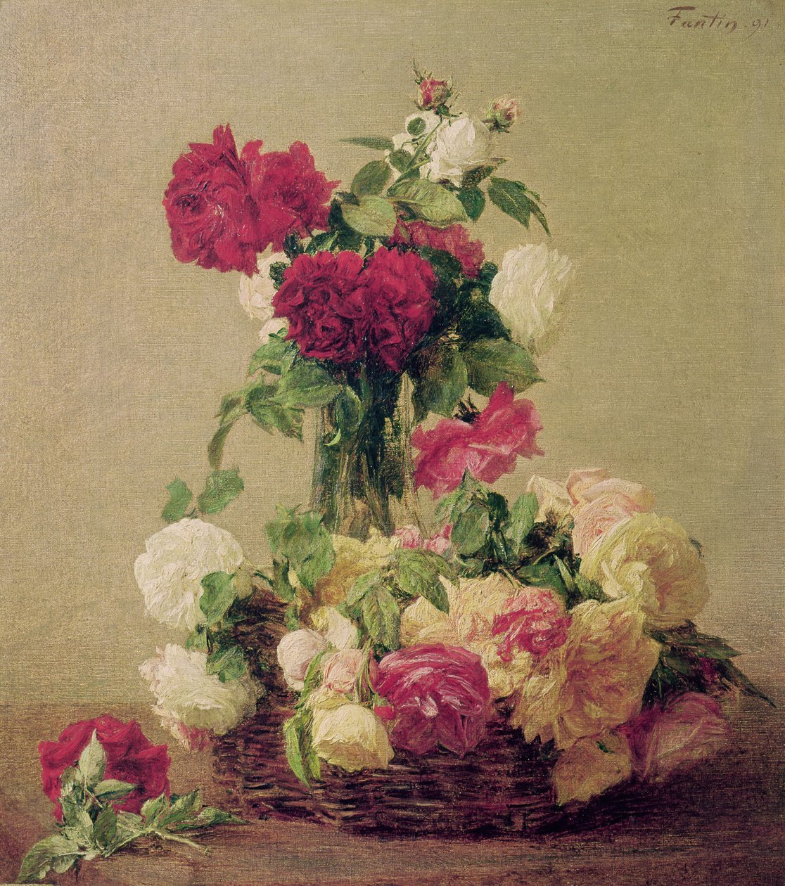 Roser, 1891 av Ignace Henri Jean Fantin Latour