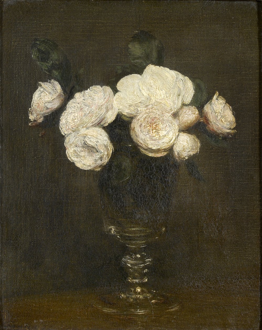 Still Life of Malmaison Roses, 1800-tallet av Ignace Henri Jean Fantin Latour