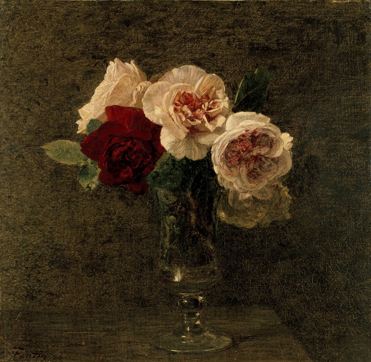 Stilleben av rosa og røde roser, 1800-tallet av Ignace Henri Jean Fantin Latour