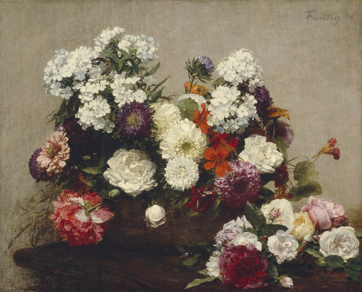 Stilleben med blomster, 1881 av Ignace Henri Jean Fantin Latour