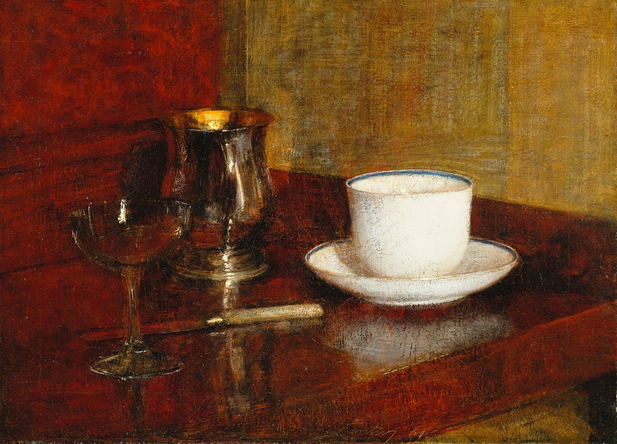 Stilleben med en glasskopp; Nature Morte au Verre et Tasse, 1961 av Ignace Henri Jean Fantin Latour