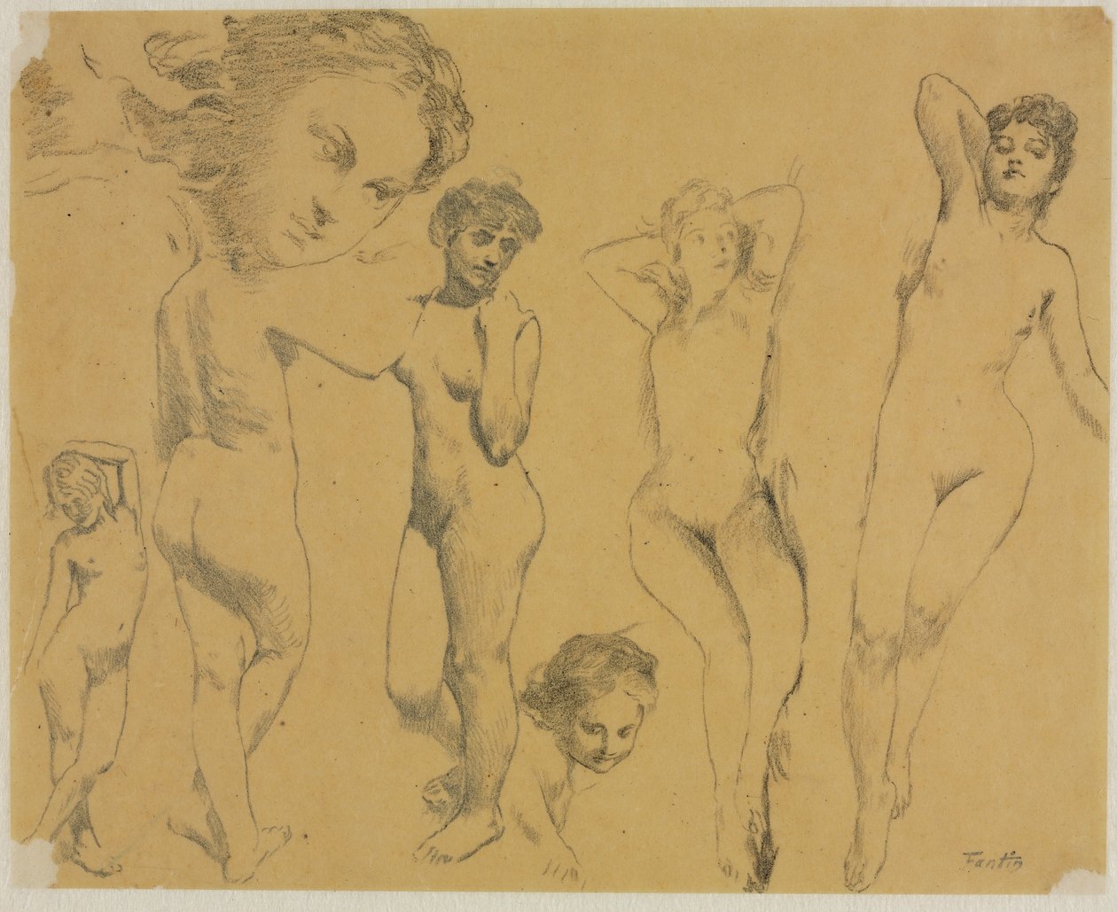 Studier av kvinnelige nakenbilder, ca. 1895. av Ignace Henri Jean Fantin Latour