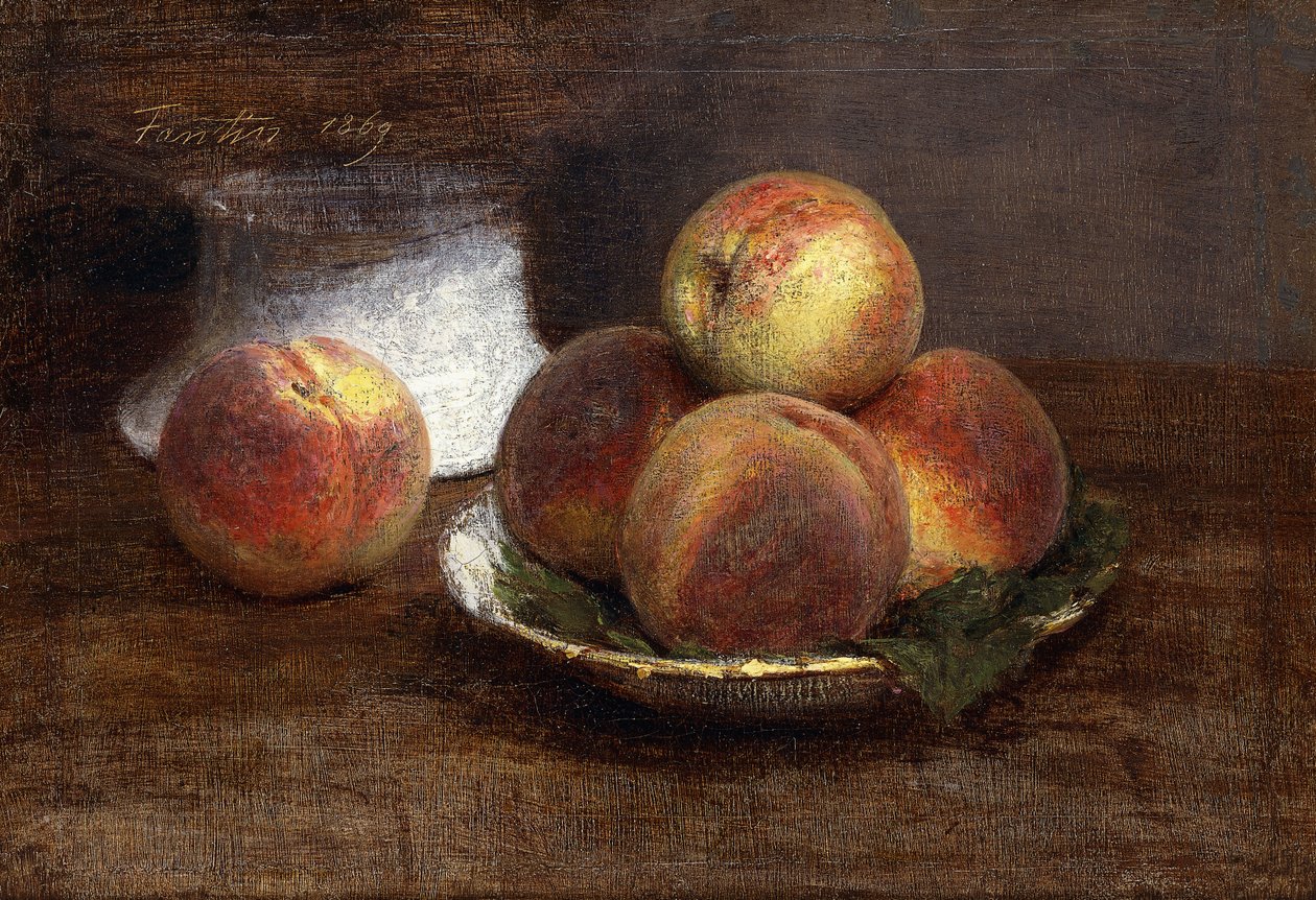 The Bowl of Peaches; Le Bol de Peches, 1869 av Ignace Henri Jean Fantin Latour