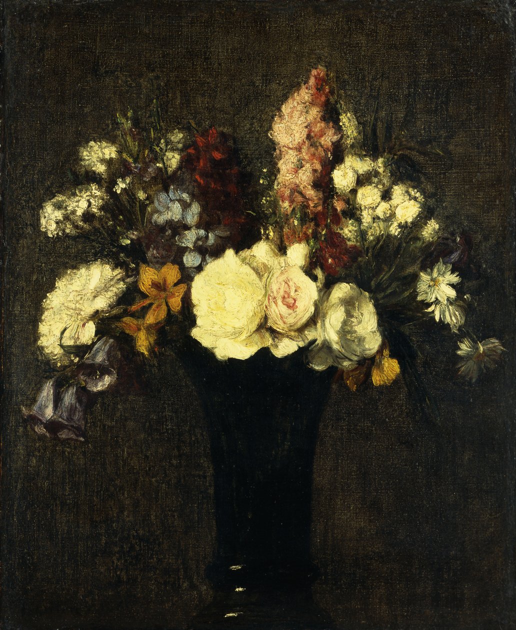 Vase med blomster; Vase med blomster, 1869 av Ignace Henri Jean Fantin Latour