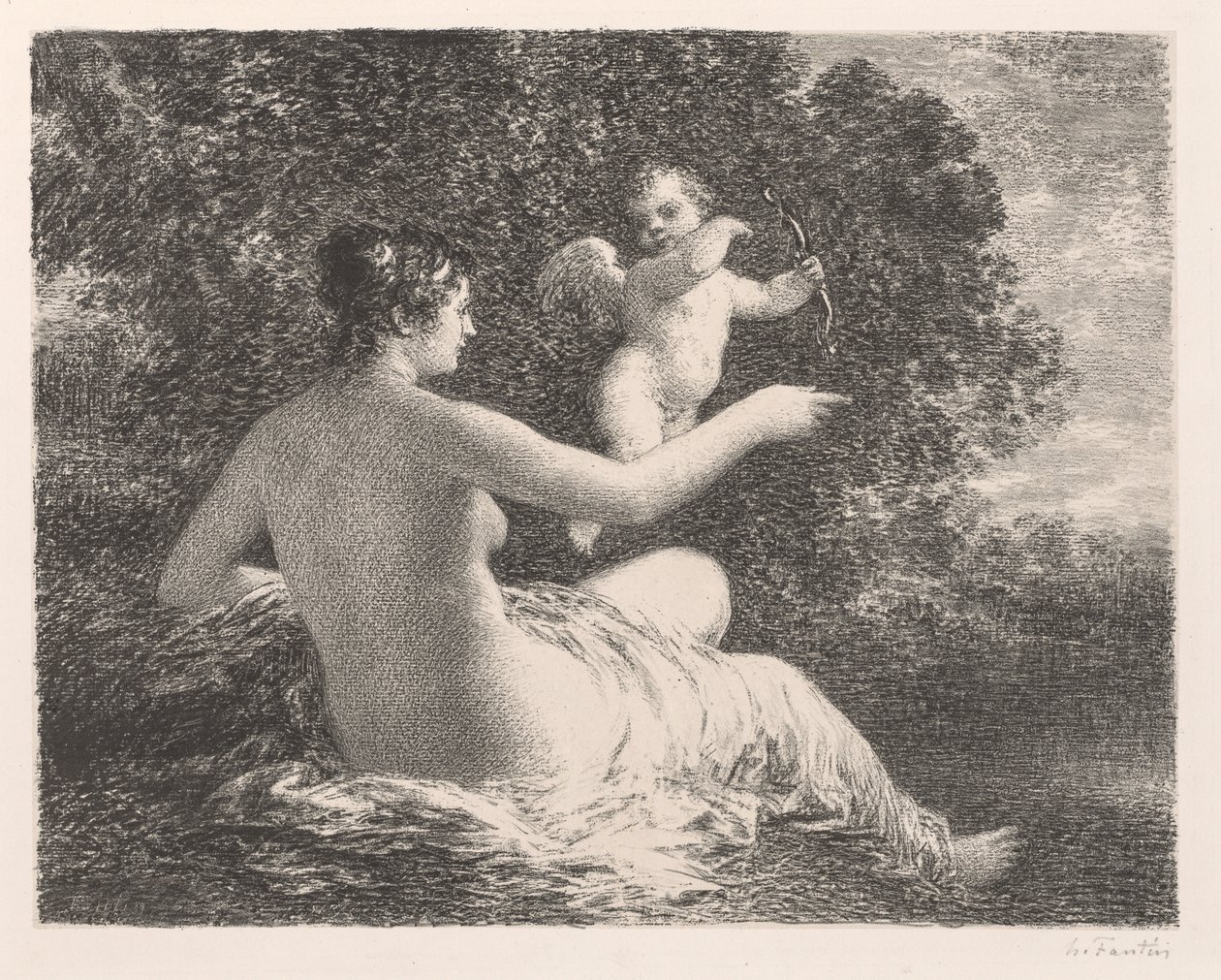 Venus og Amor, 1896. av Ignace Henri Jean Fantin Latour