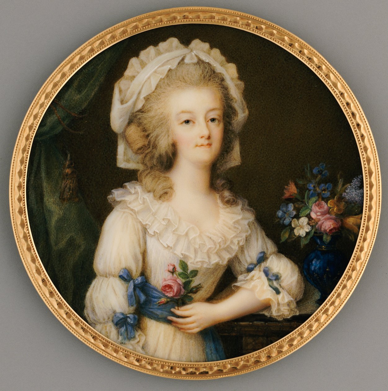En fin og viktig miniatyr av dronning Marie-Antoinette, ca. 1780-85 av Ignace Jean Victor Campana