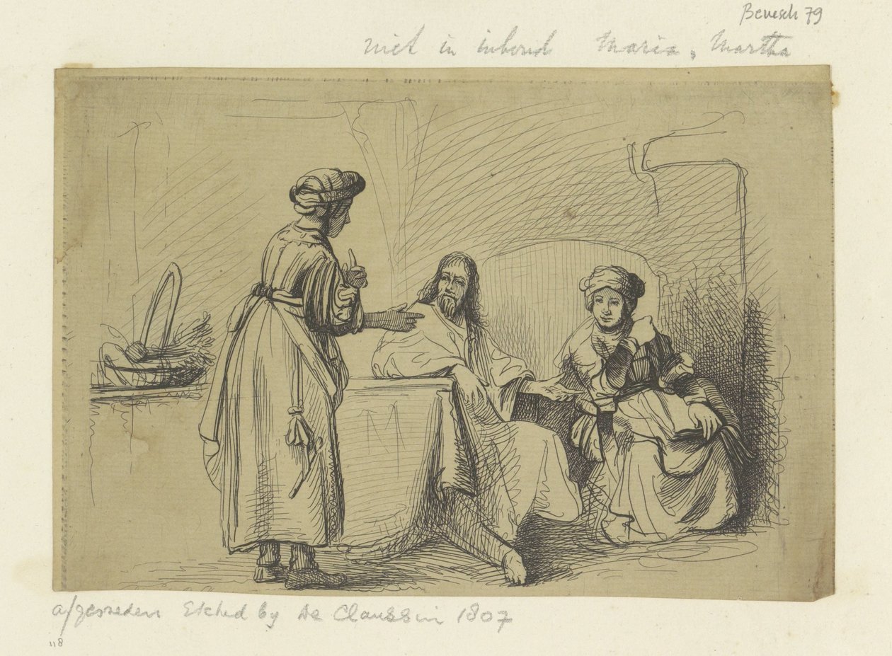 Christus bij Maria som Martha Samling av åttifem originaltrykk (serietittel) av Ignace Joseph de Claussin (possibly)