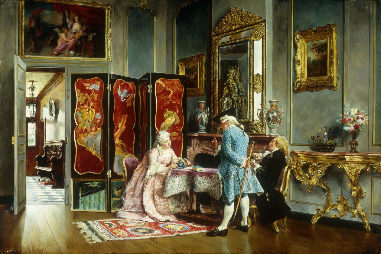 Figurer i et elegant interiør, 1879 av Ignacio Leon y Escosura