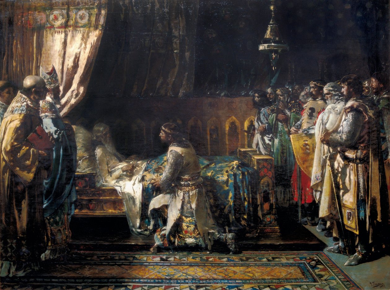 De siste øyeblikkene av King James I sa Erobreren av Ignacio Pinazo Camarlech