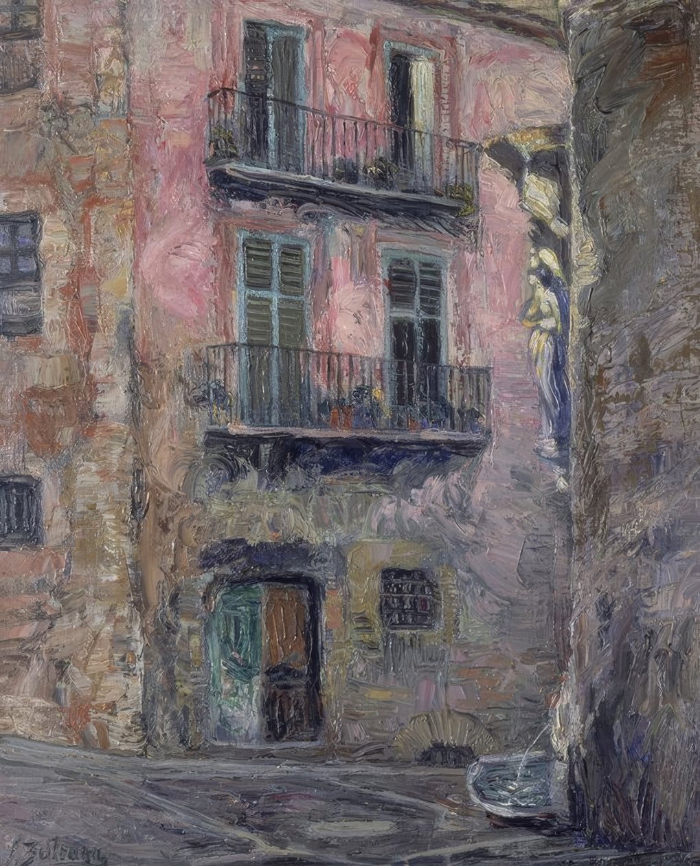 CALLE DEL ANGEL DE GERONA - 1931 - OLJE / LERT - 80 × 67 CM av Ignacio Zuloaga y Zabaleta