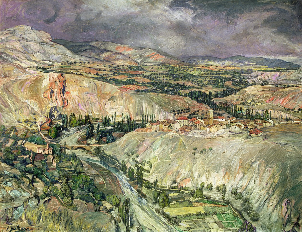 Landsbygd i Navarra (olje på kort) av Ignacio Zuloaga y Zabaleta