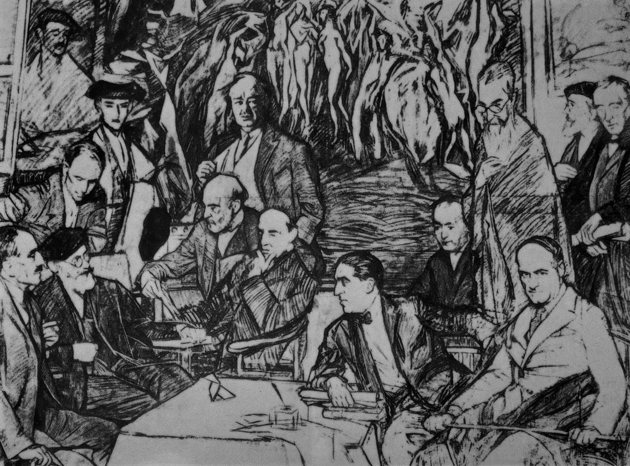 MINE VENNER - 1920/36 - TEGNING - KARBON / OLJE / LERT - 234X292 CM av Ignacio Zuloaga y Zabaleta