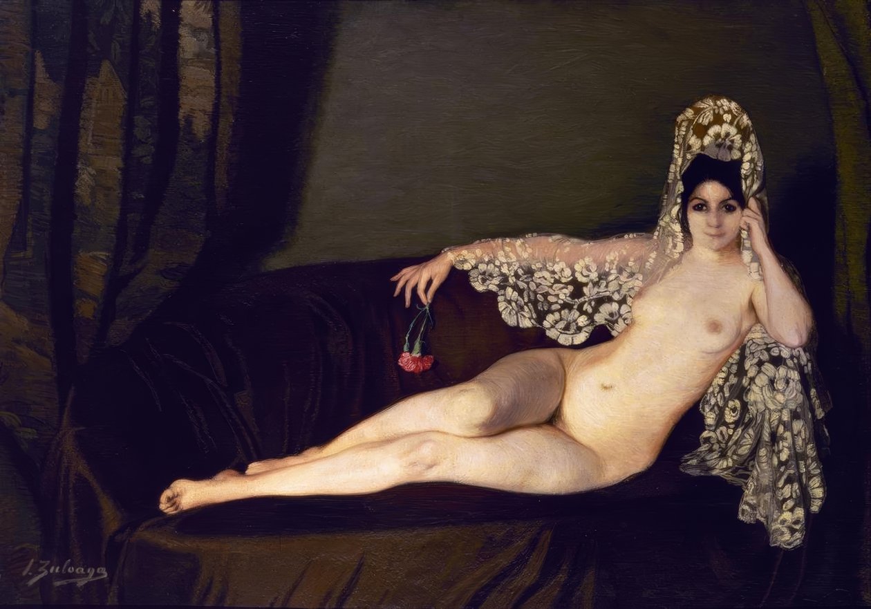 Nude with Carnation’, 1915, Olje på lerret, 131 × 184 cm, AS00820 av Ignacio Zuloaga y Zabaleta